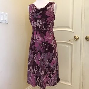 NWOT Ann Taylor petites purple print silk dress